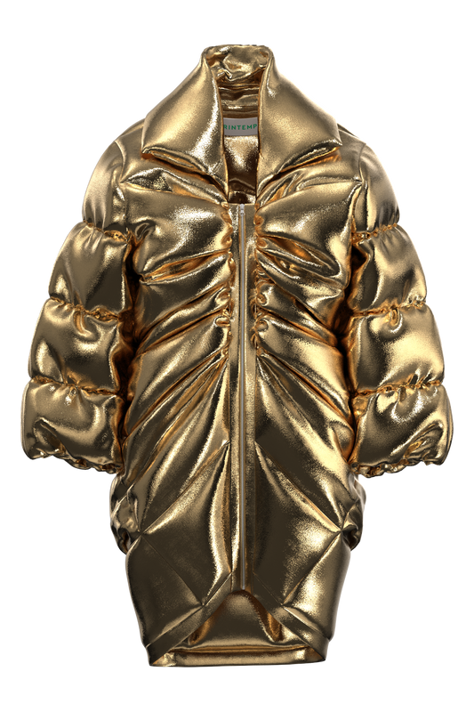 Oversized Down Puffer Jacket Gold