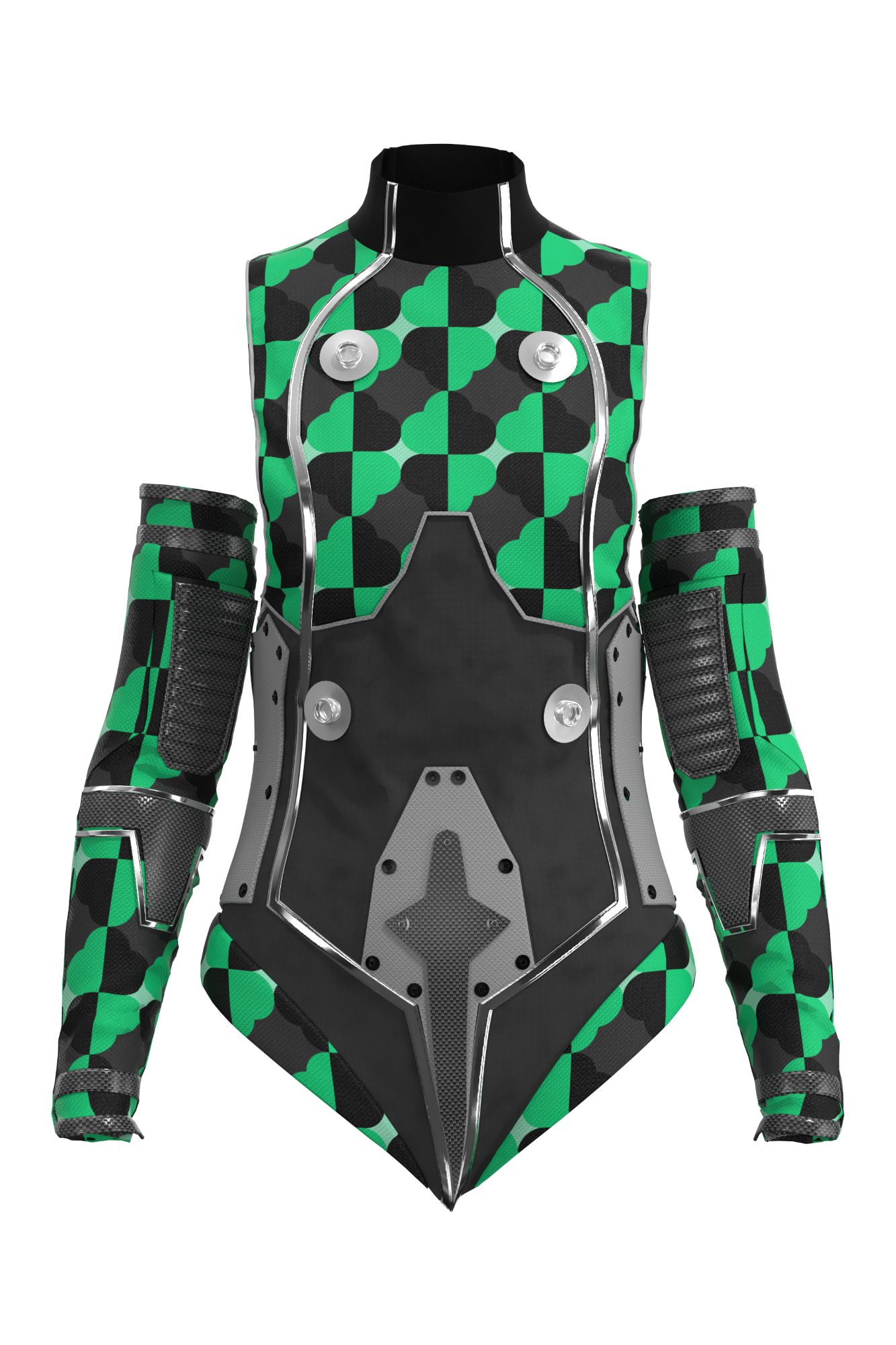  | Futuristic Body Con with Tech Sleeves Green