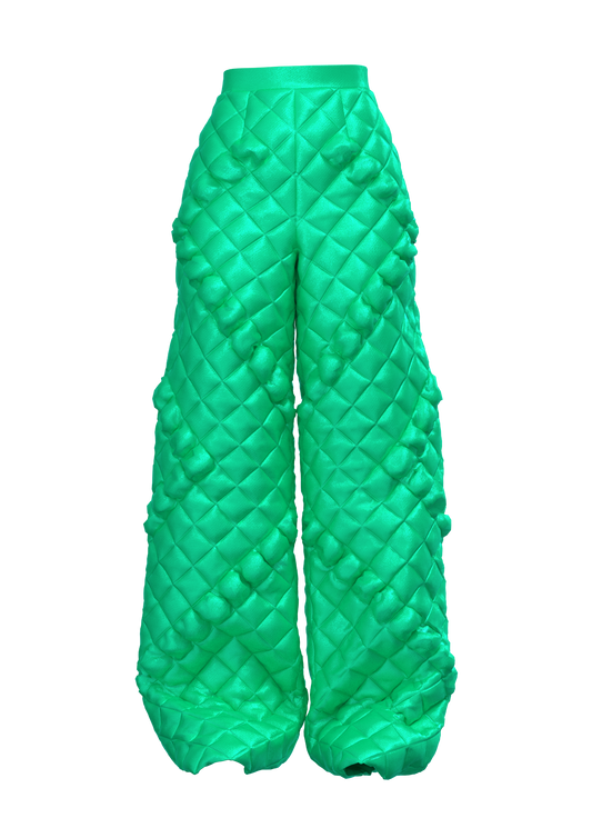 Quilted Puffer Cargo Pants Green