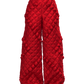 Quilted Puffer Cargo Pants Red