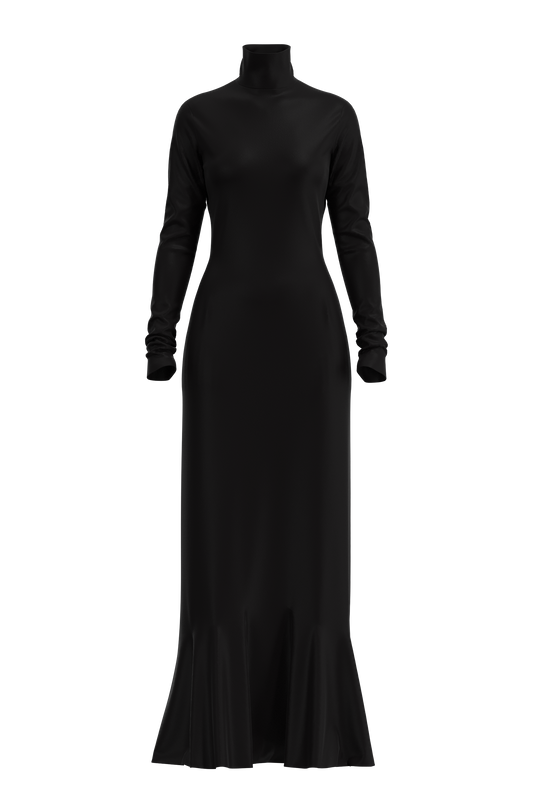 Full Length Satin Dress Black