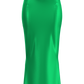 Fitted Satin Pencil Skirt Green