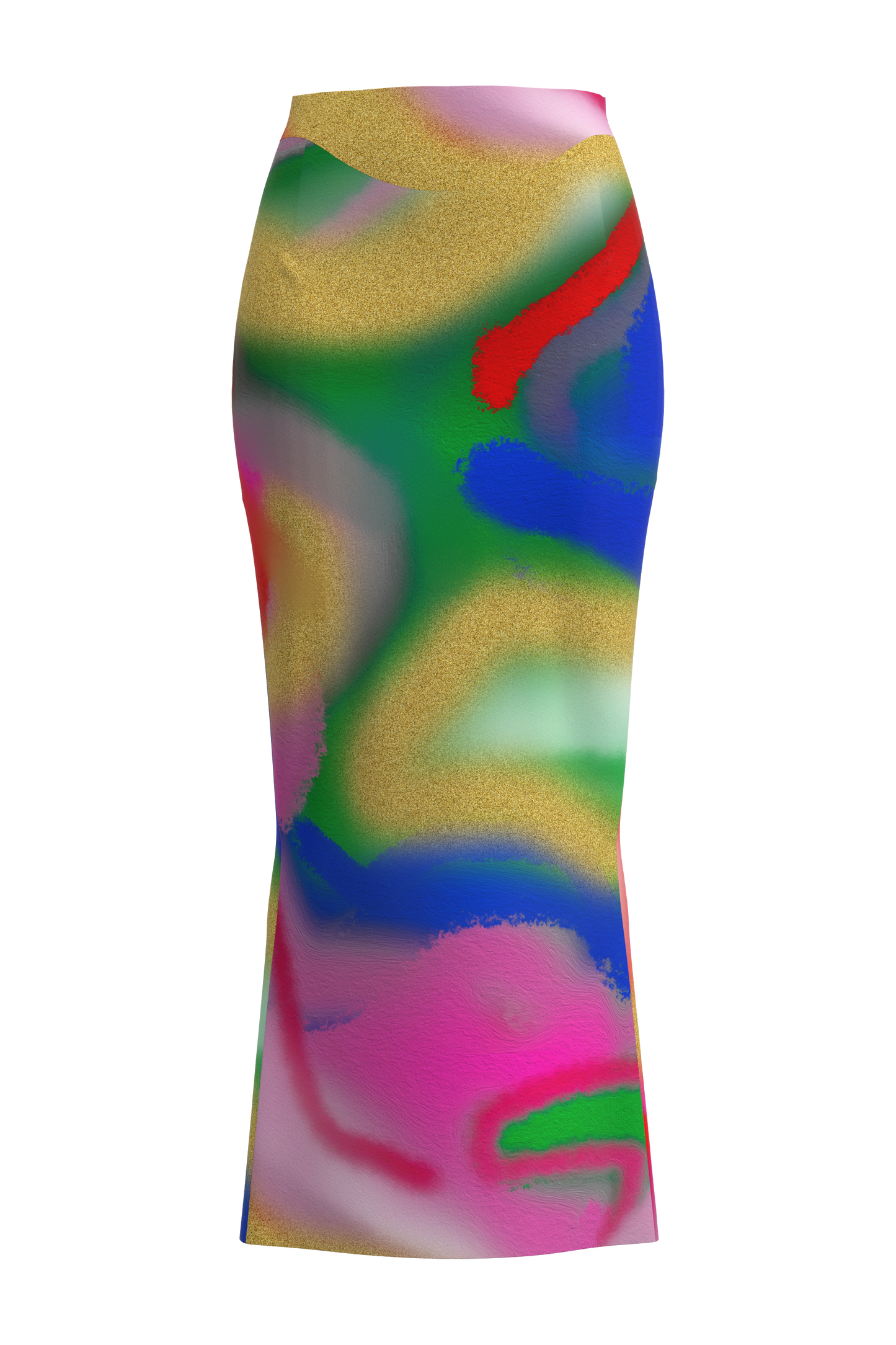  | Fitted Satin Pencil Skirt Multi Coloured