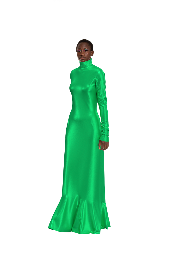  | Full Length Satin Dress Green