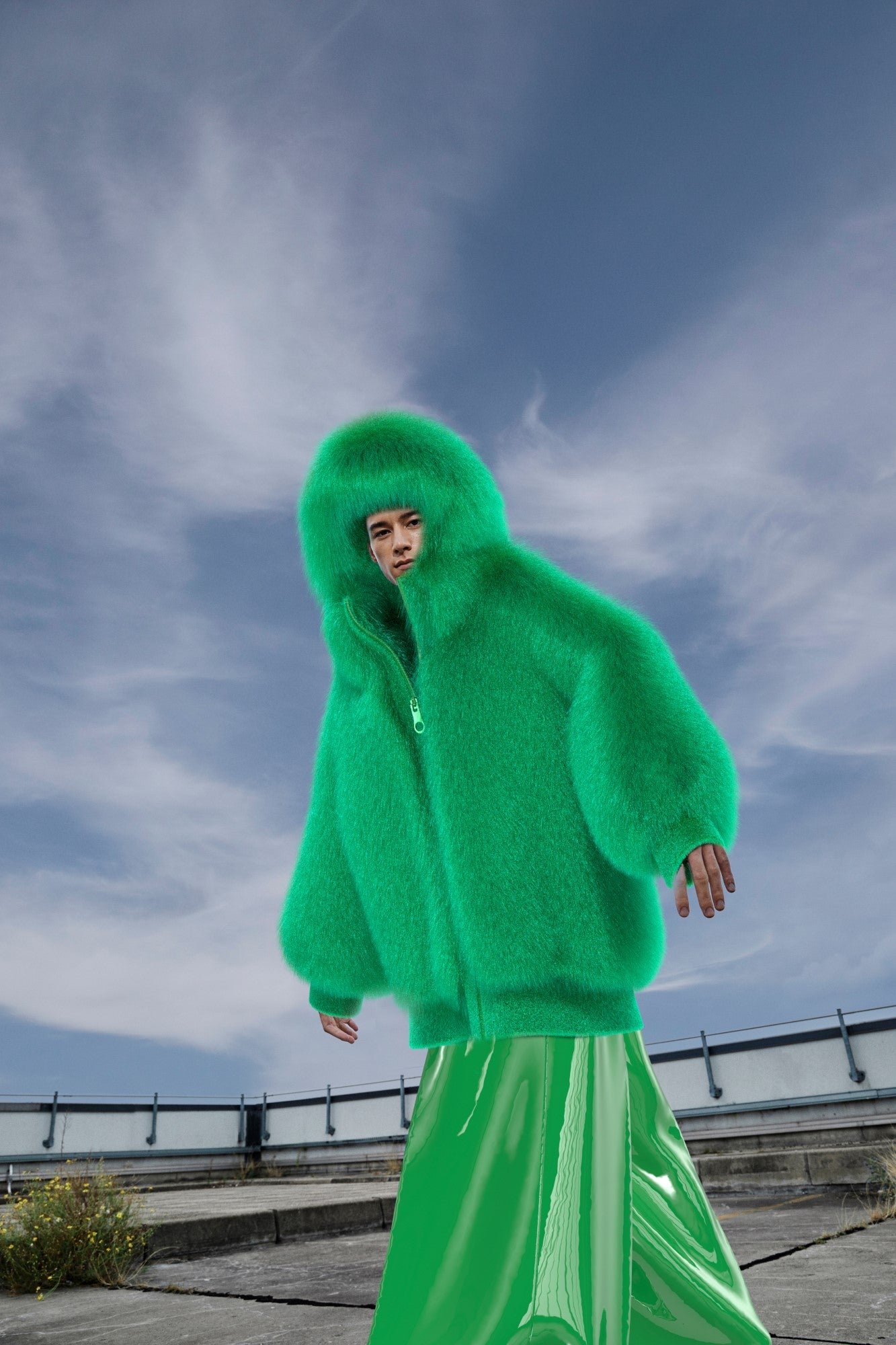  | Giant Oversized Fur Hoodie Green