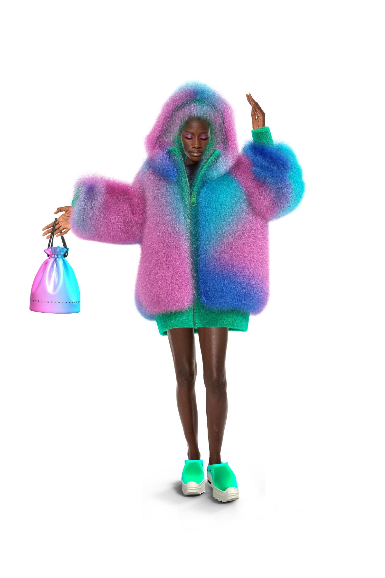  | Giant Oversized Fur Hoodie Mixed