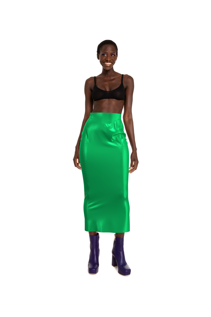  | Fitted Satin Pencil Skirt Green